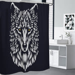 Navy And White Wolf Print Premium Shower Curtain