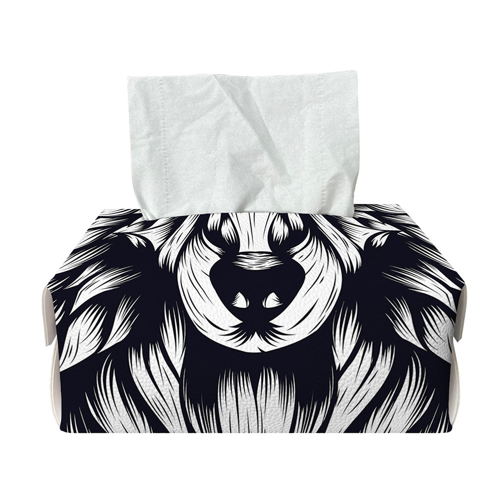 Navy And White Wolf Print Rectangle Tissue Box Cover