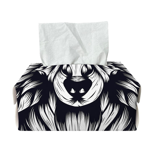 Navy And White Wolf Print Rectangle Tissue Box Cover