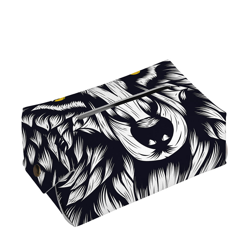 Navy And White Wolf Print Rectangle Tissue Box Cover