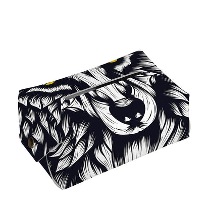Navy And White Wolf Print Rectangle Tissue Box Cover