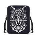 Navy And White Wolf Print Rectangular Crossbody Bag