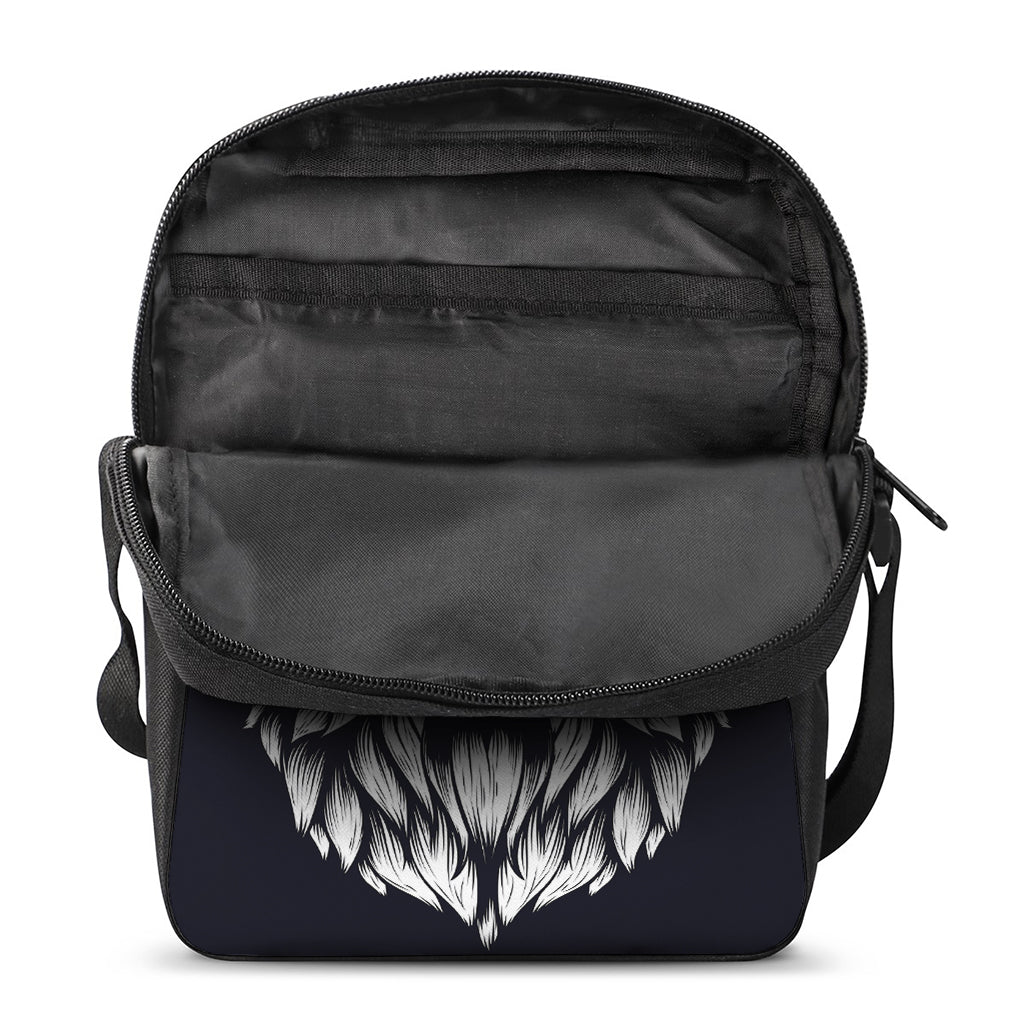 Navy And White Wolf Print Rectangular Crossbody Bag