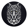 Navy And White Wolf Print Round Blanket