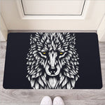 Navy And White Wolf Print Rubber Doormat