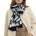 Navy And White Wolf Print Scarf