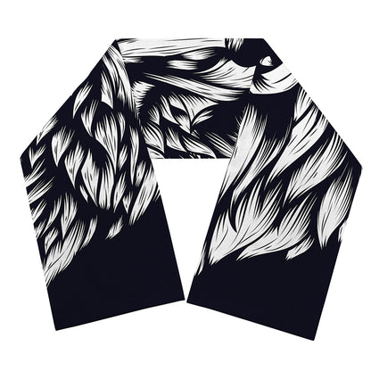 Navy And White Wolf Print Scarf
