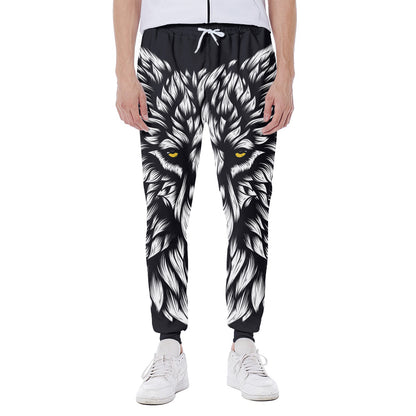 Navy And White Wolf Print Scuba Joggers