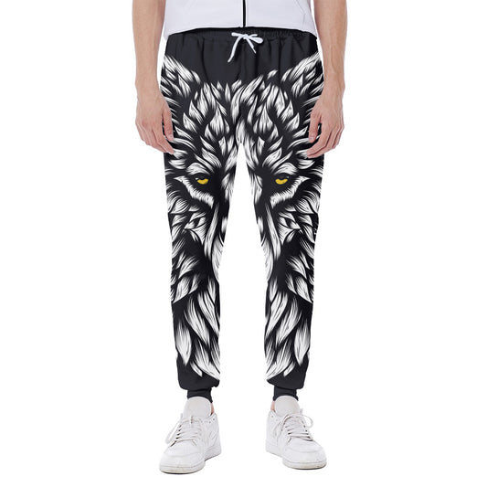 Navy And White Wolf Print Scuba Joggers