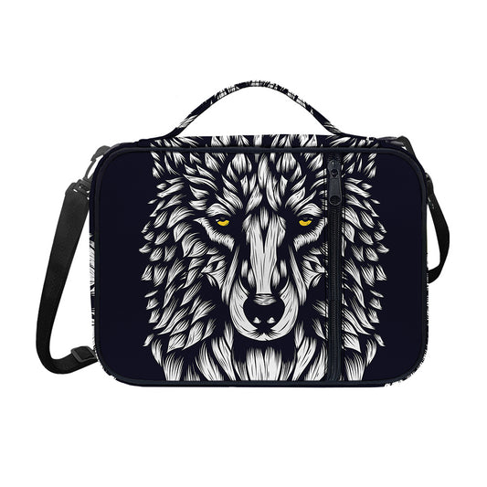 Navy And White Wolf Print Shoulder Strap Bible Bag