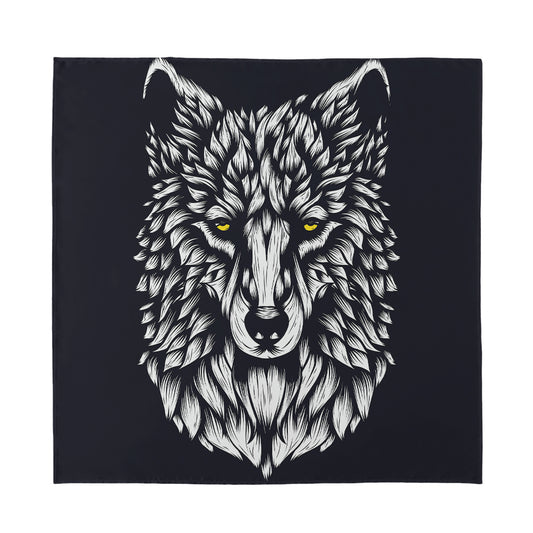 Navy And White Wolf Print Silk Bandana