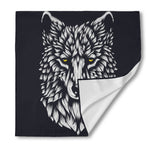 Navy And White Wolf Print Silk Bandana