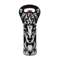 Navy And White Wolf Print Single Neoprene Wine Tote