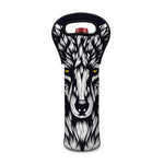 Navy And White Wolf Print Single Neoprene Wine Tote