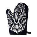 Navy And White Wolf Print Single Oven Mitt