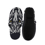 Navy And White Wolf Print Slippers