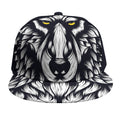 Navy And White Wolf Print Snapback Cap