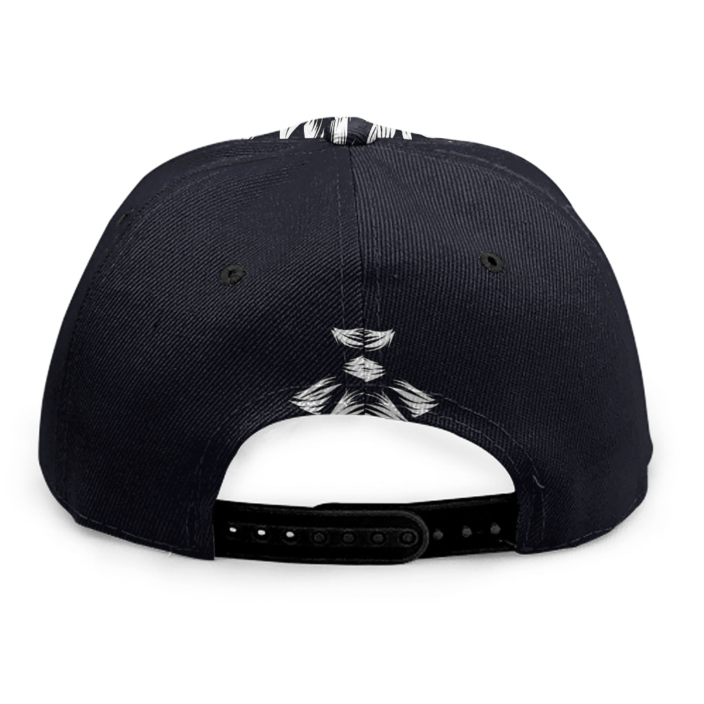 Navy And White Wolf Print Snapback Cap