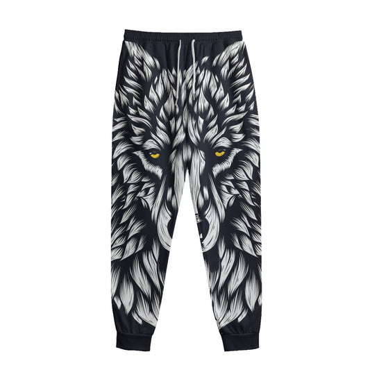 Navy And White Wolf Print Sweatpants