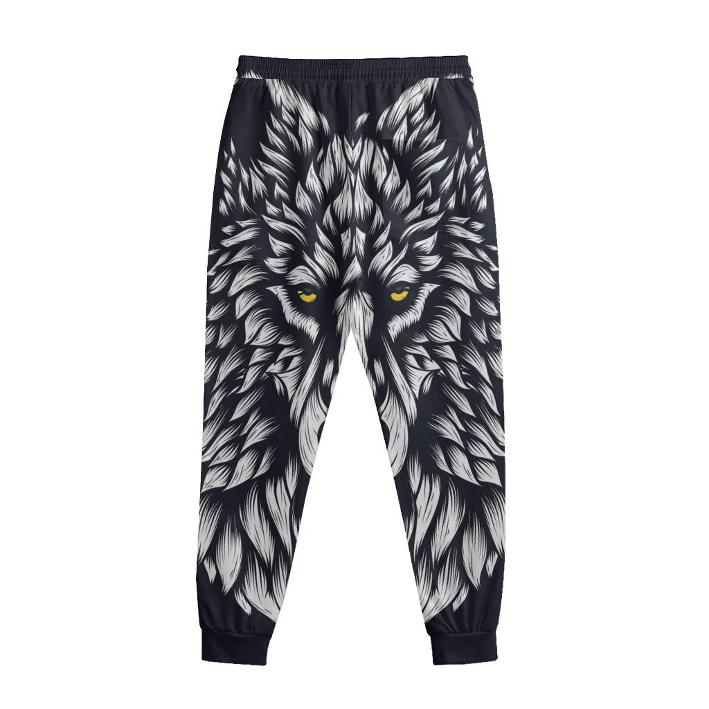 Navy And White Wolf Print Sweatpants