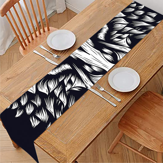Navy And White Wolf Print Table Runner