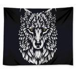 Navy And White Wolf Print Tapestry