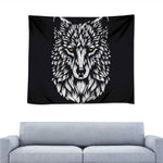 Navy And White Wolf Print Tapestry