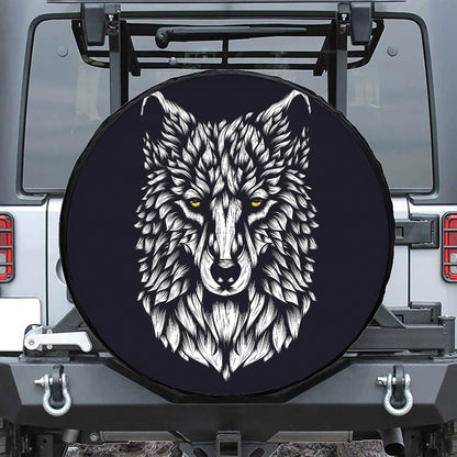 Navy And White Wolf Print Tire Cover