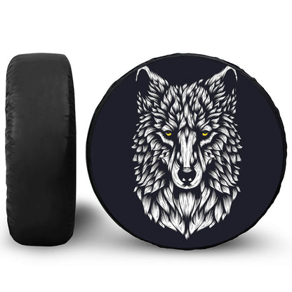 Navy And White Wolf Print Tire Cover