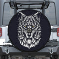 Navy And White Wolf Print Tire Cover With Camera Hole