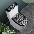 Navy And White Wolf Print Toilet Lid And Tank Cover Set