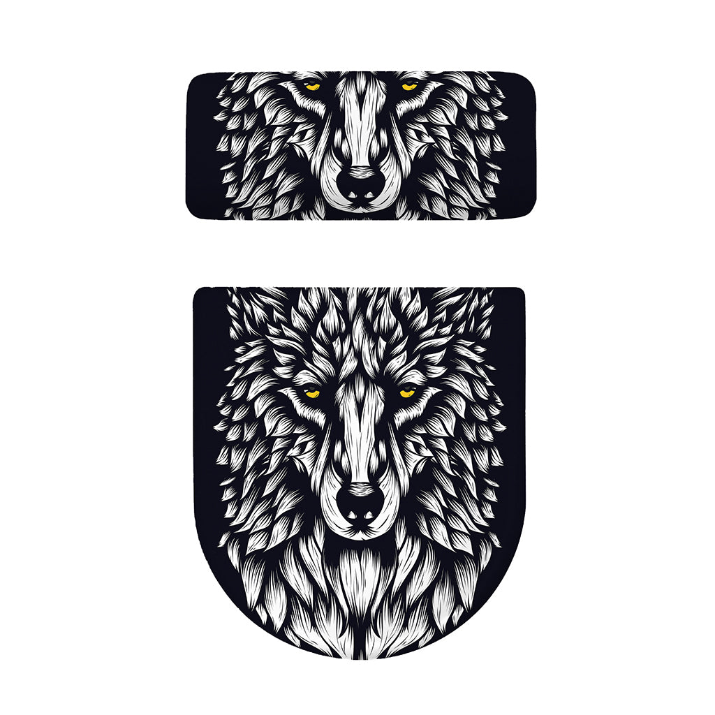 Navy And White Wolf Print Toilet Lid And Tank Cover Set
