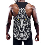 Navy And White Wolf Print Training Tank Top