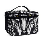 Navy And White Wolf Print Travel Makeup Bag