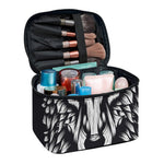 Navy And White Wolf Print Travel Makeup Bag