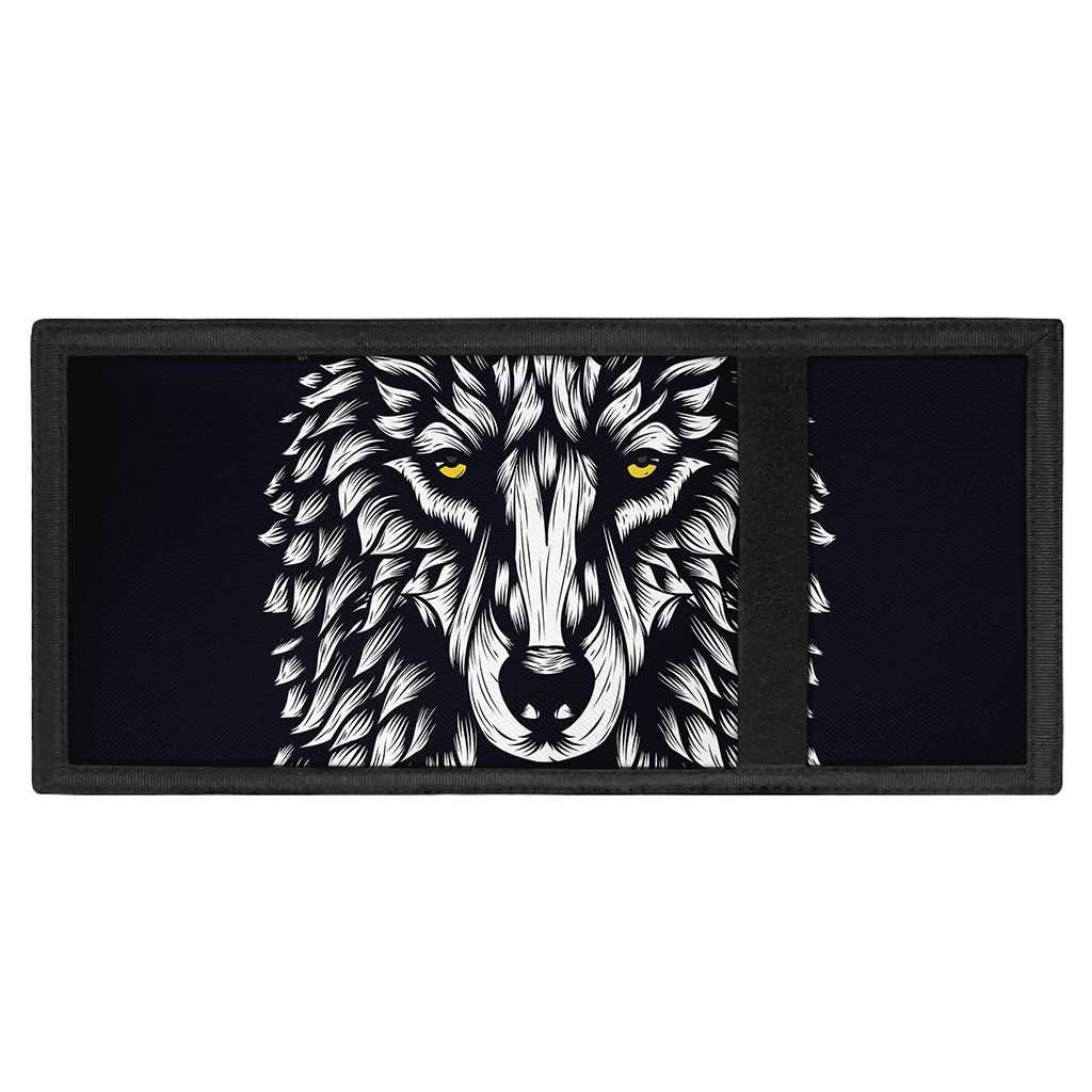 Navy And White Wolf Print Trifold Wallet