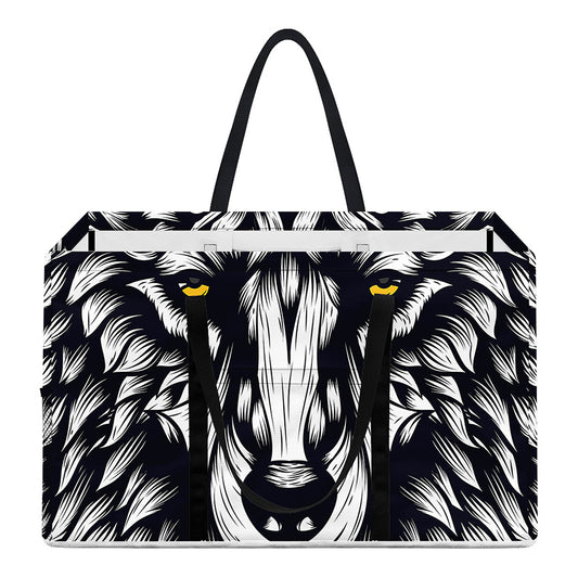 Navy And White Wolf Print Utility Tote Bag