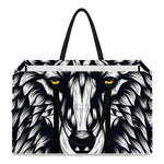 Navy And White Wolf Print Utility Tote Bag