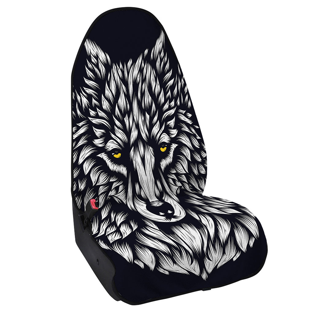 Navy And White Wolf Print Waterproof Car Seat Cover