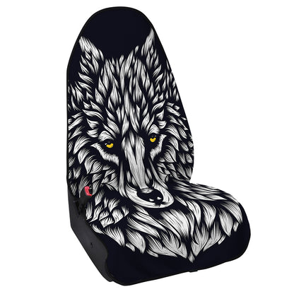 Navy And White Wolf Print Waterproof Car Seat Cover