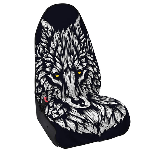 Navy And White Wolf Print Waterproof Car Seat Cover