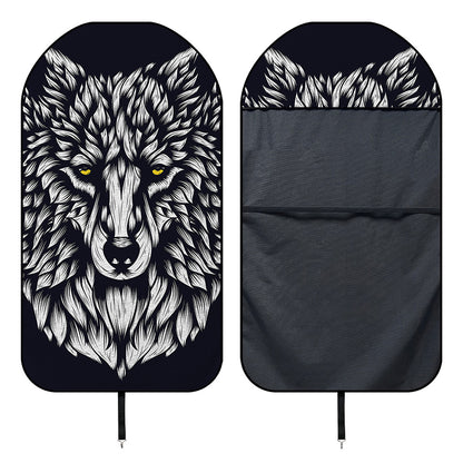 Navy And White Wolf Print Waterproof Car Seat Cover