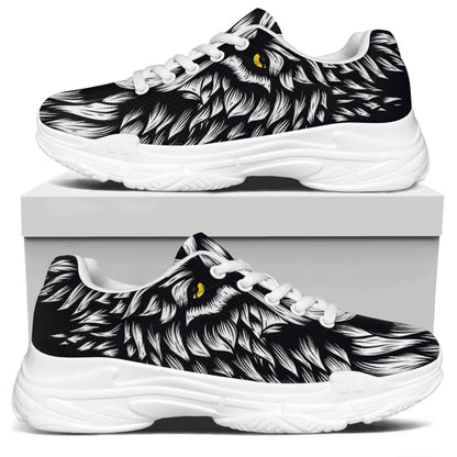 Navy And White Wolf Print White Chunky Shoes