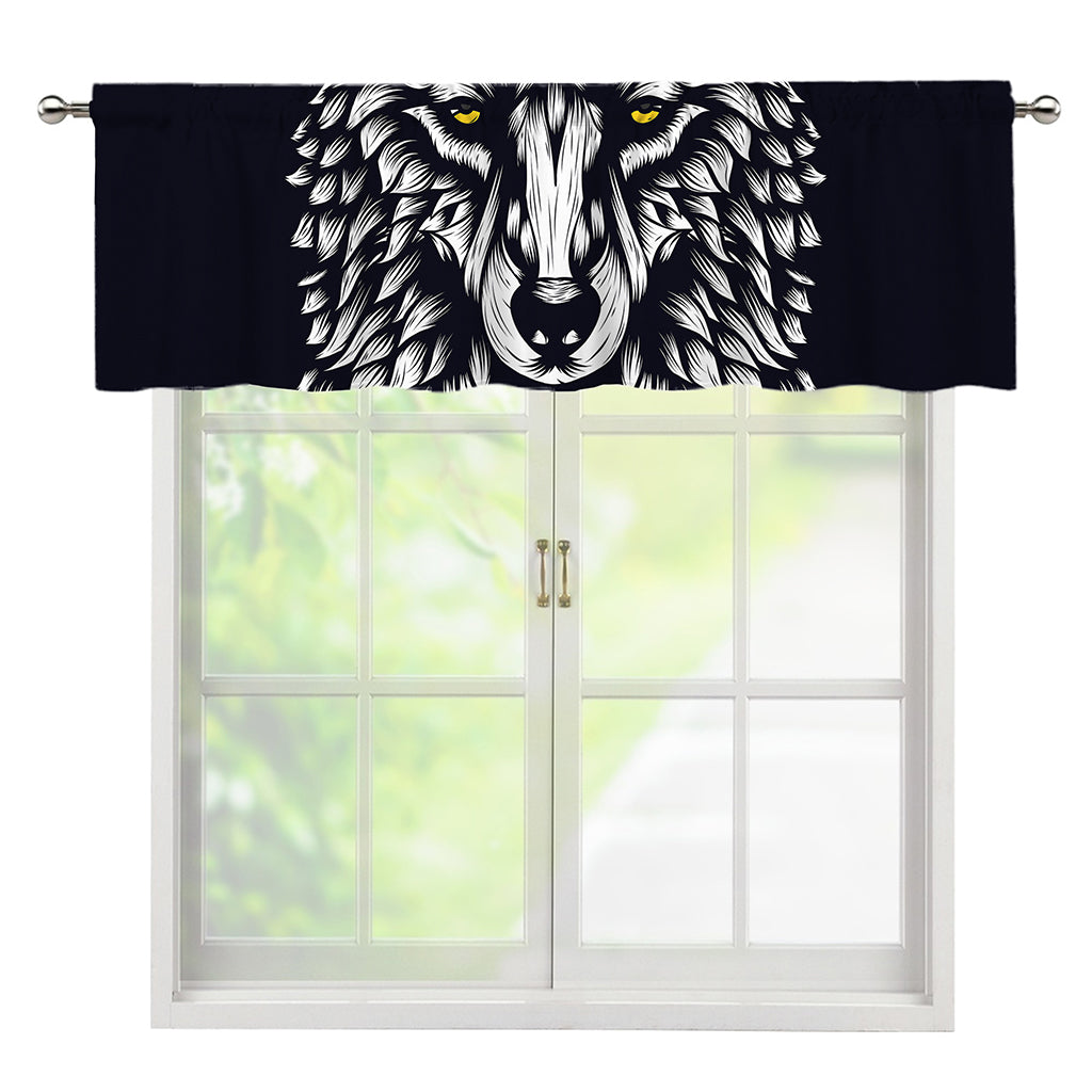 Navy And White Wolf Print Window Valance
