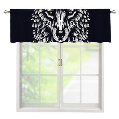 Navy And White Wolf Print Window Valance