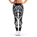 Navy And White Wolf Print Women's Leggings