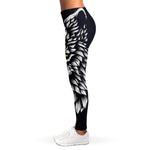 Navy And White Wolf Print Women's Leggings