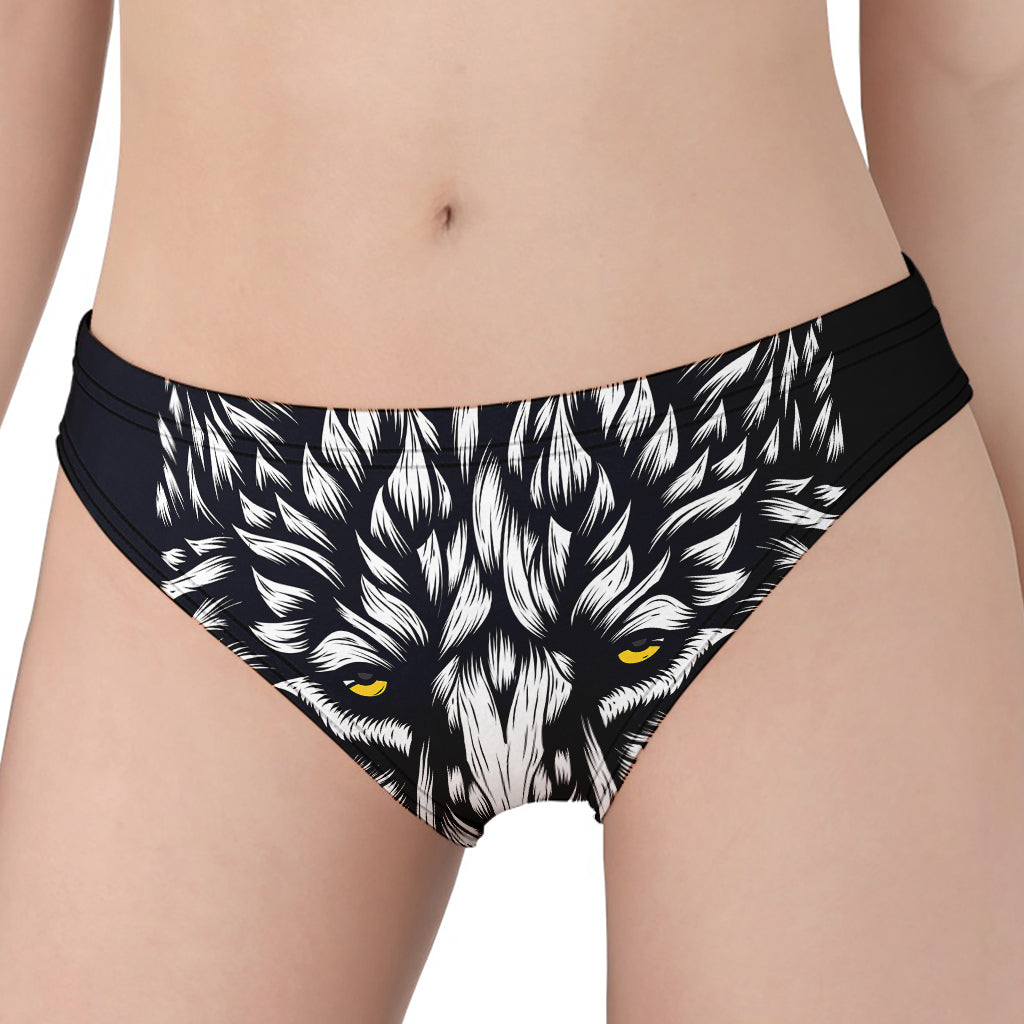 Navy And White Wolf Print Women's Panties