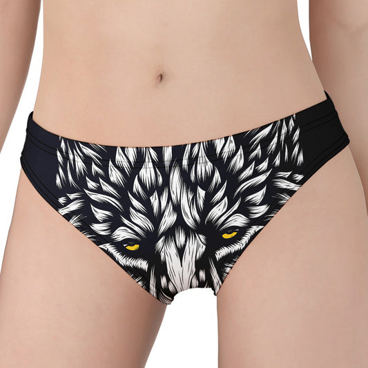 Navy And White Wolf Print Women's Panties
