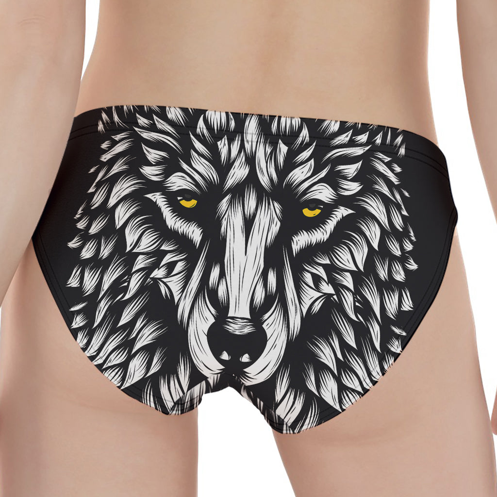 Navy And White Wolf Print Women's Panties